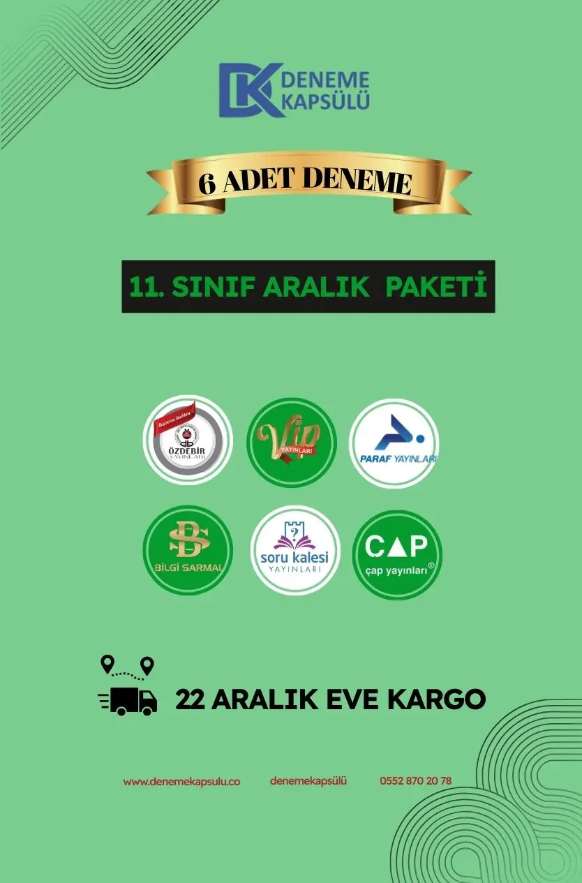 11 .sınıf Türkiye Geneli Deneme Sınavı 6 Adet