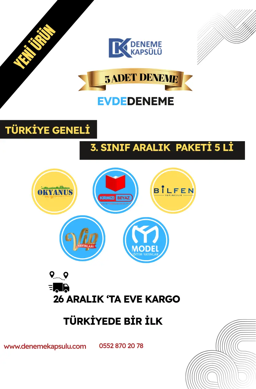 3. Sınıf Aralık Ayı Türkiye Geneli Deneme Paketi 5'li