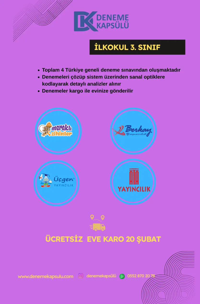 3 Sınıf Türkiyegeneli Şubat Paketi 4 Lü