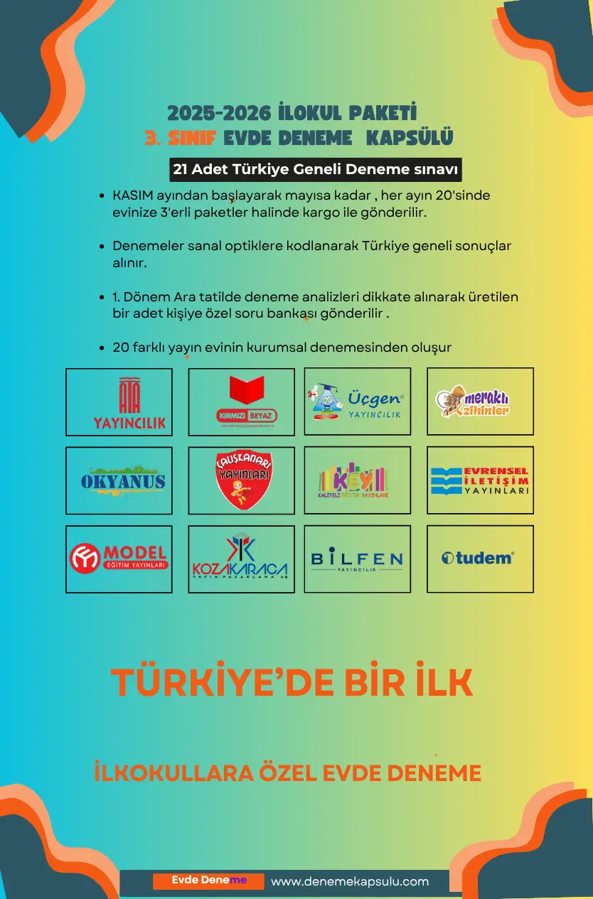 3.sınıf Türkiye Geneli 2025-2026 Yıllık Deneme Sınavı Aboneligi