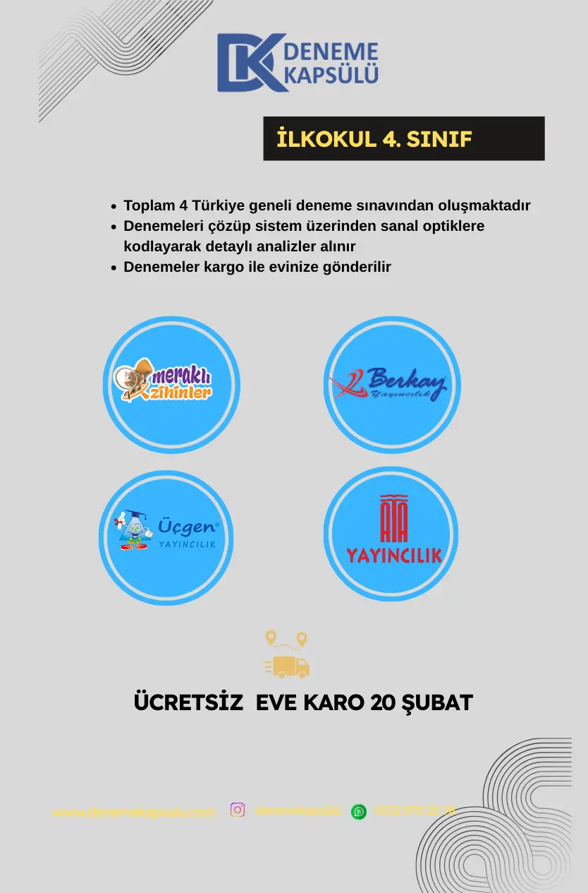 4 Sınıf Türkiyegeneli Şubat Paketi 4 Lü