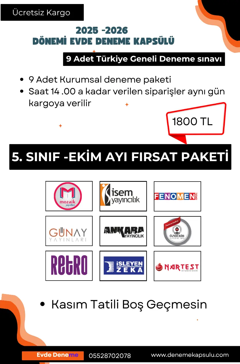 5 Sınıf Ekim Fırsat Paketi Türkiye Geneli 9 Lu
