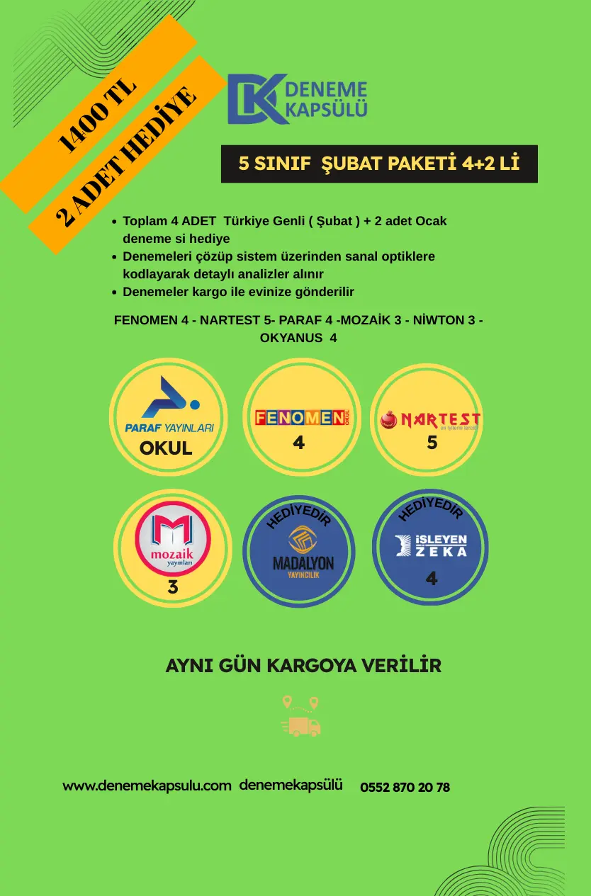 5 Sınıf Şubat Paketi 4+2 Türkiye Geneli