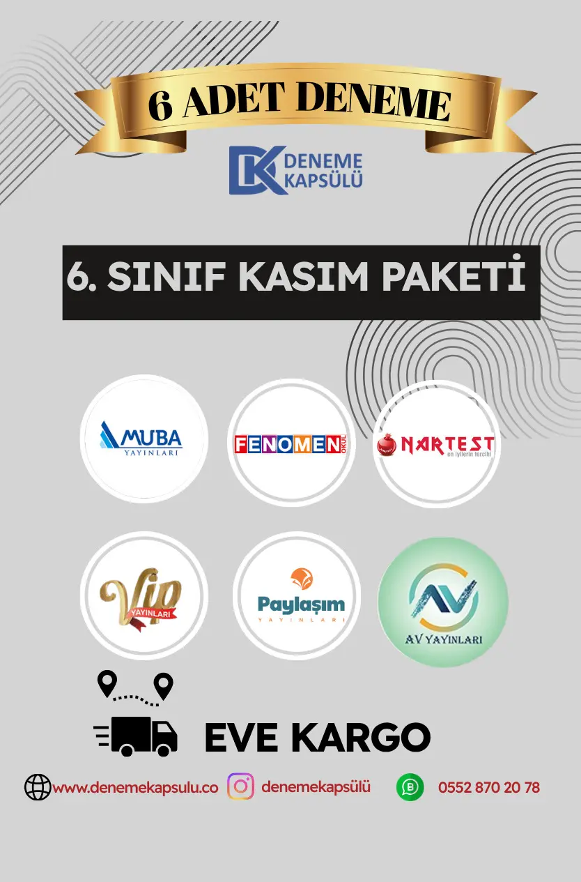 6 . Sınıf Kasım Ayı Türkiye Geneli 6 Lı Deneme