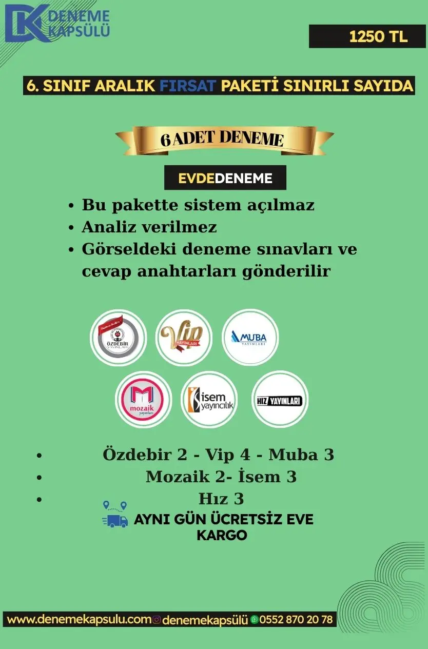6 Sınıf Türkiye Geneli Fırsat Paketi 6 Li