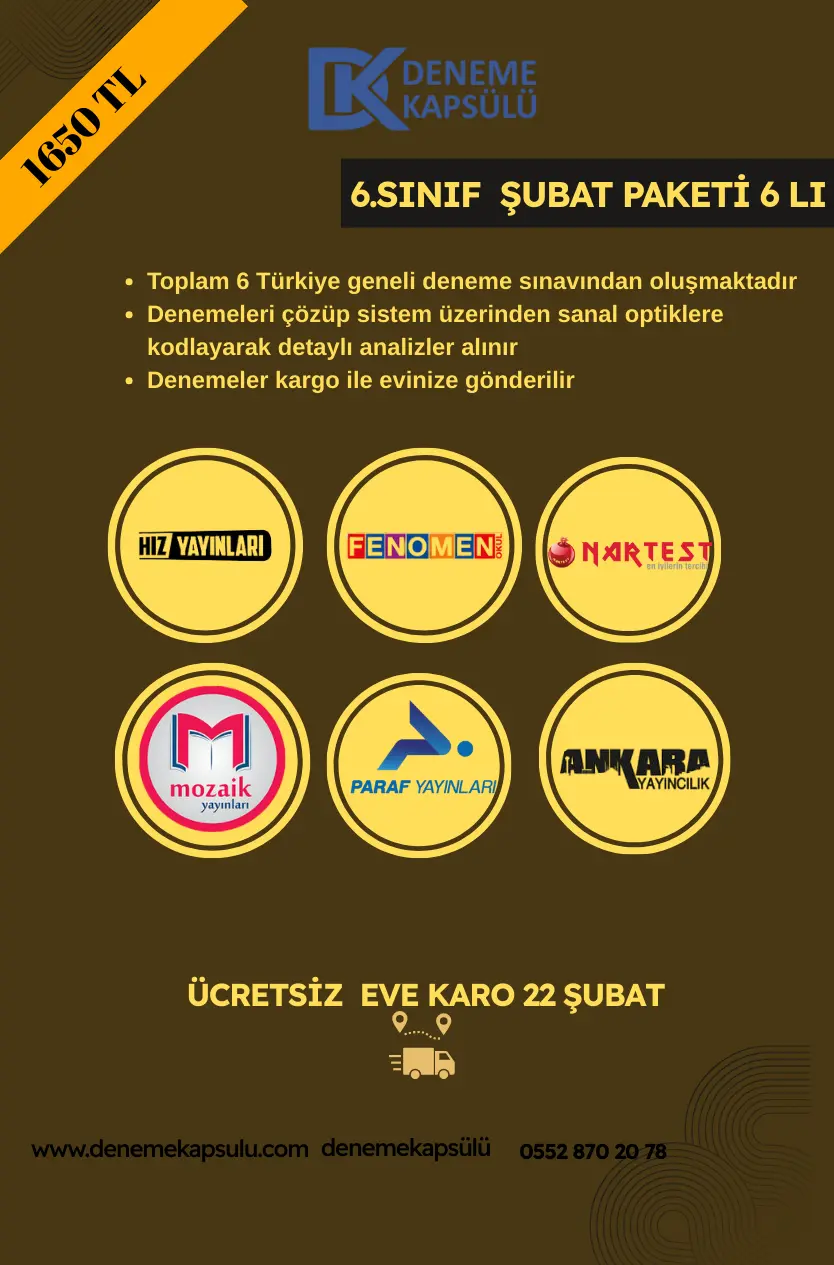 6 Sınıf Türkiye Geneli Şubat Paketi 6 Lı