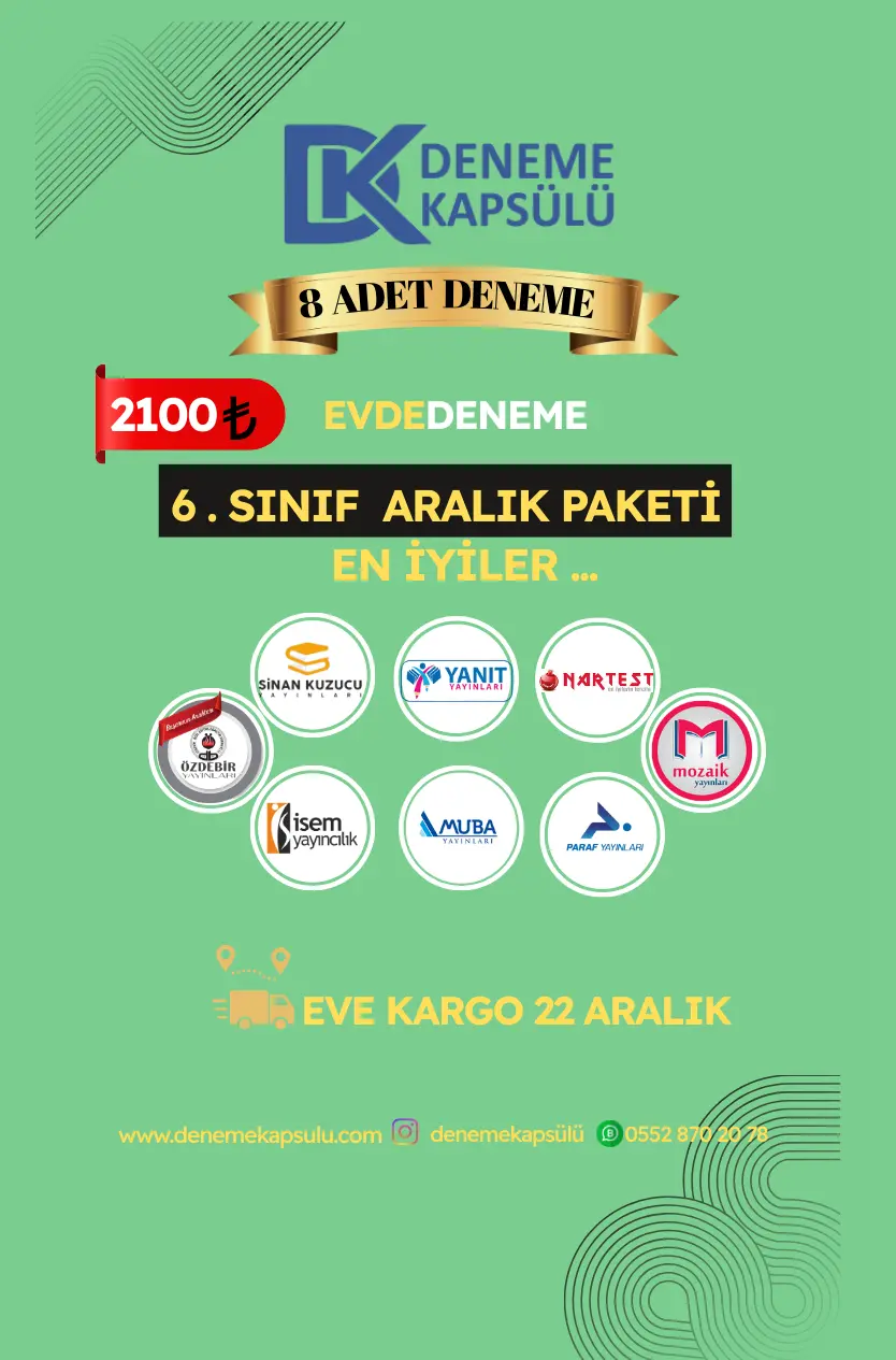 6.sınıf Türkiye Geneli Deneme Sınavı 8 Adet