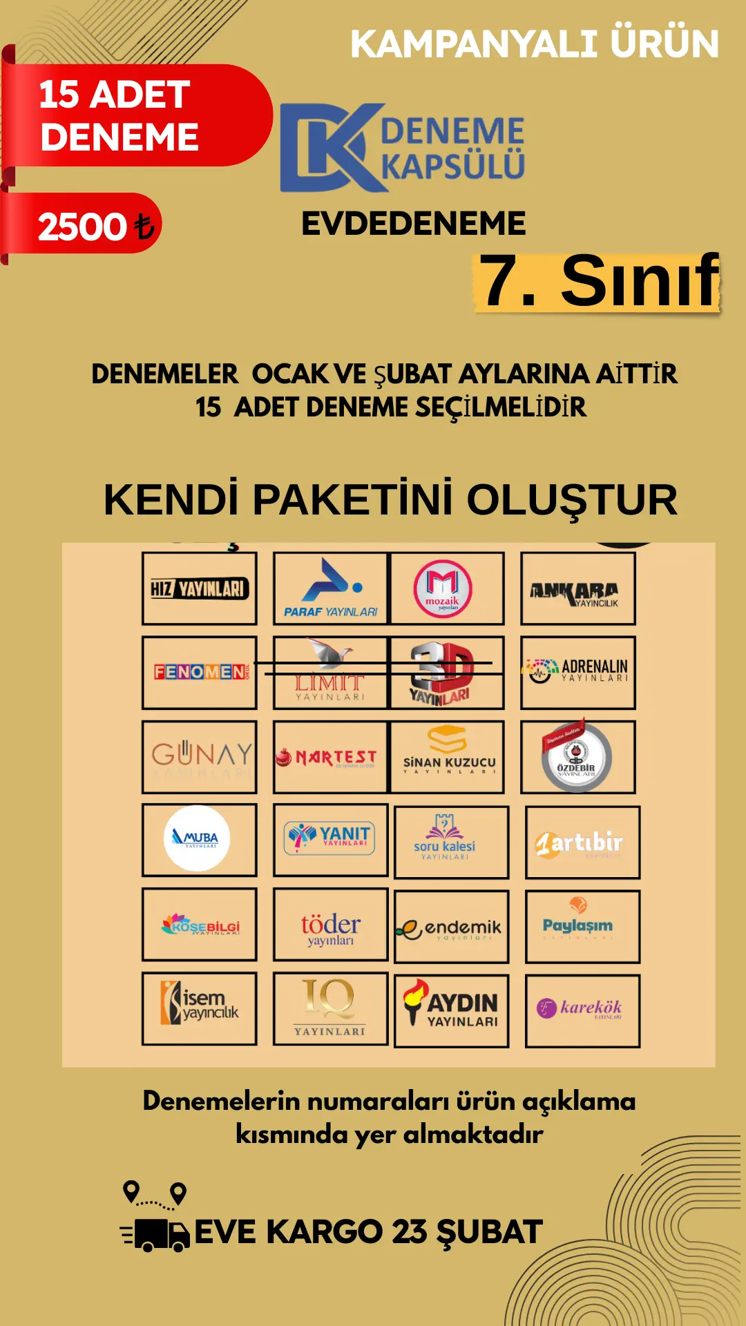 7 Sınıf Kendi Paketini Oluştur 10 Adet