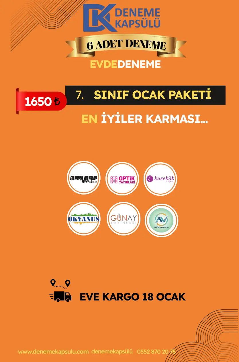 7 Sınıf Ocak Ayı Türkiye Geneli 6 Li Deneme Paketi