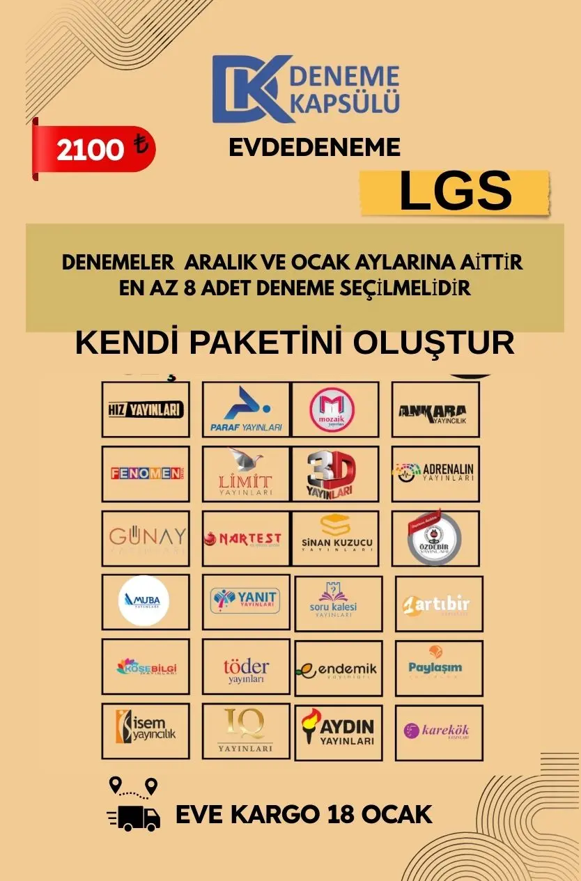 Lgs Kendi Paketini Oluştur Türkiye Geneli Deneme Paketi 8 Li