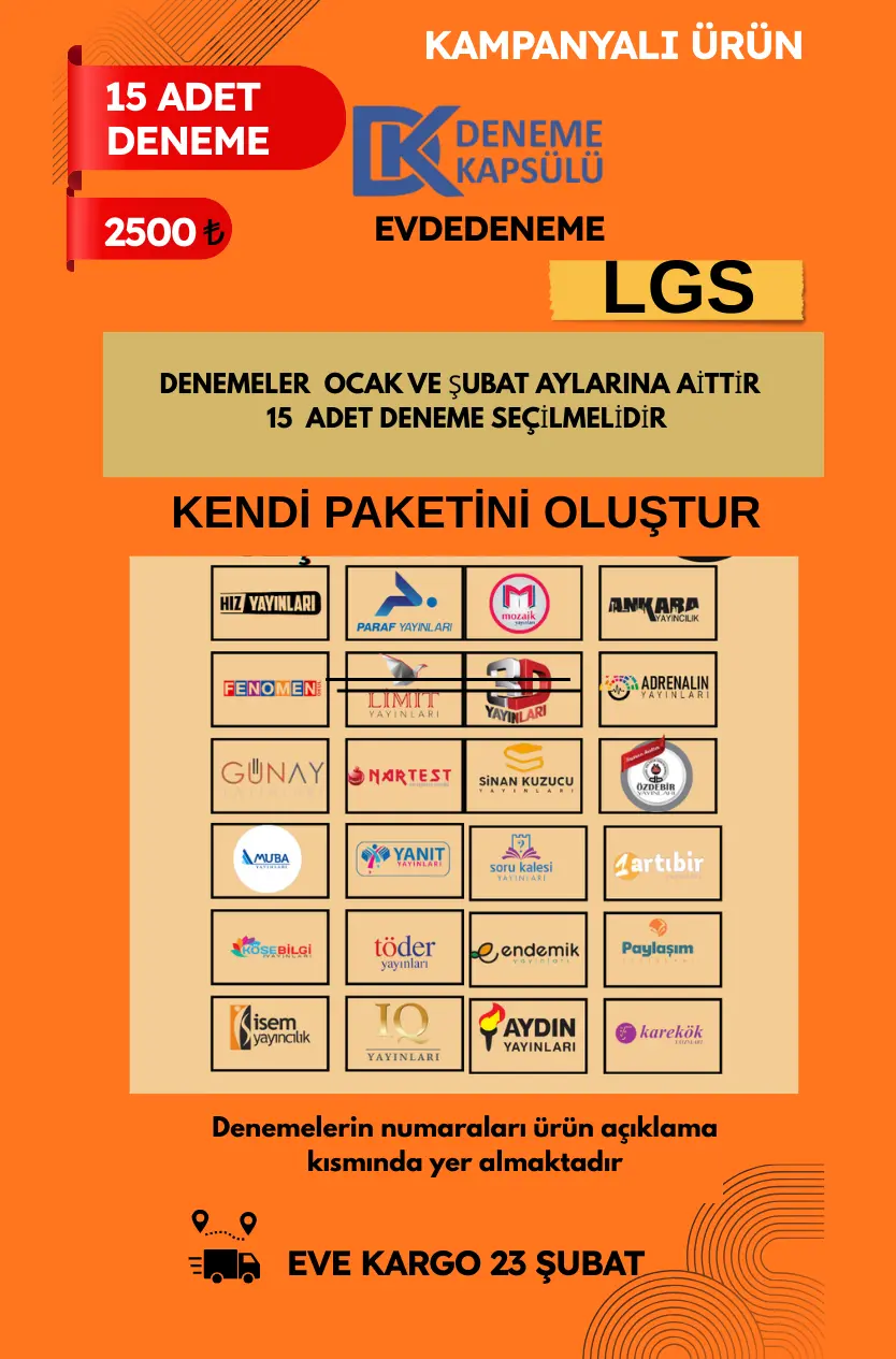 Lgs Şubat Ayı Kendi Paketini Seç ( 15 Deneme Seçilmelidir )