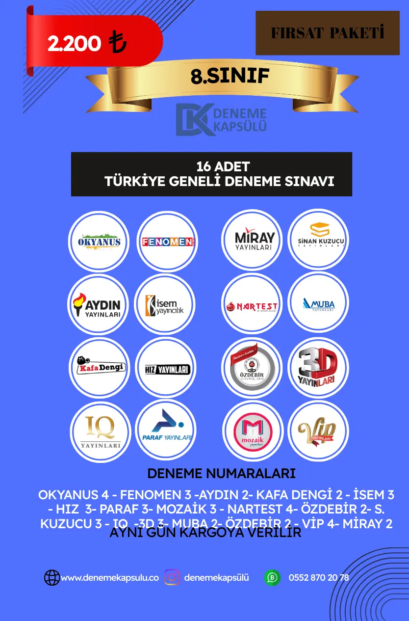 Lgs Türkiye Geneli Deneme Sınavı 16 Adet