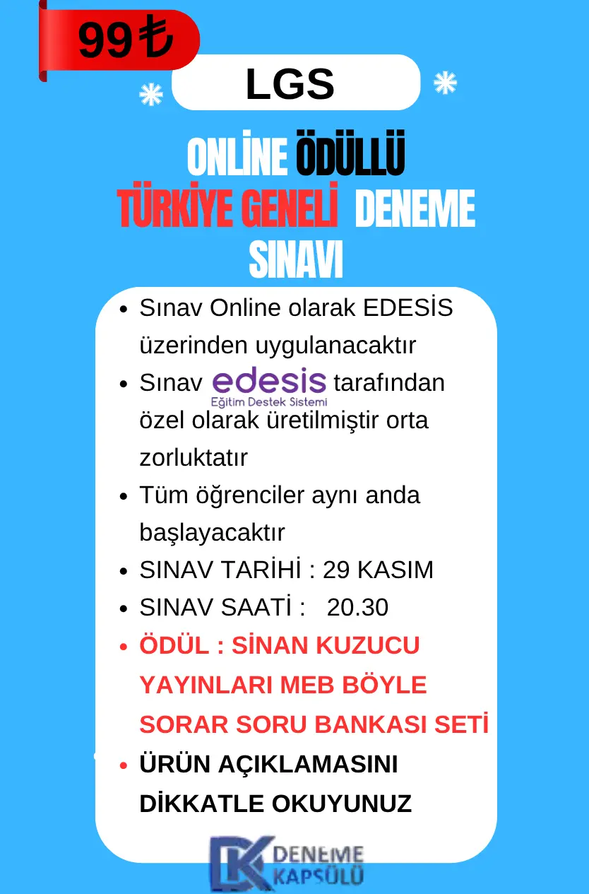 Ödüllü Türkiye Geneli Lgs Online Deneme Sınavı
