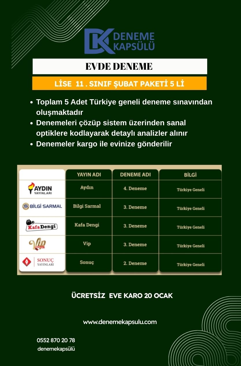 11. Sınıf Şubat Paketi 5 Li Türkiye Geneli