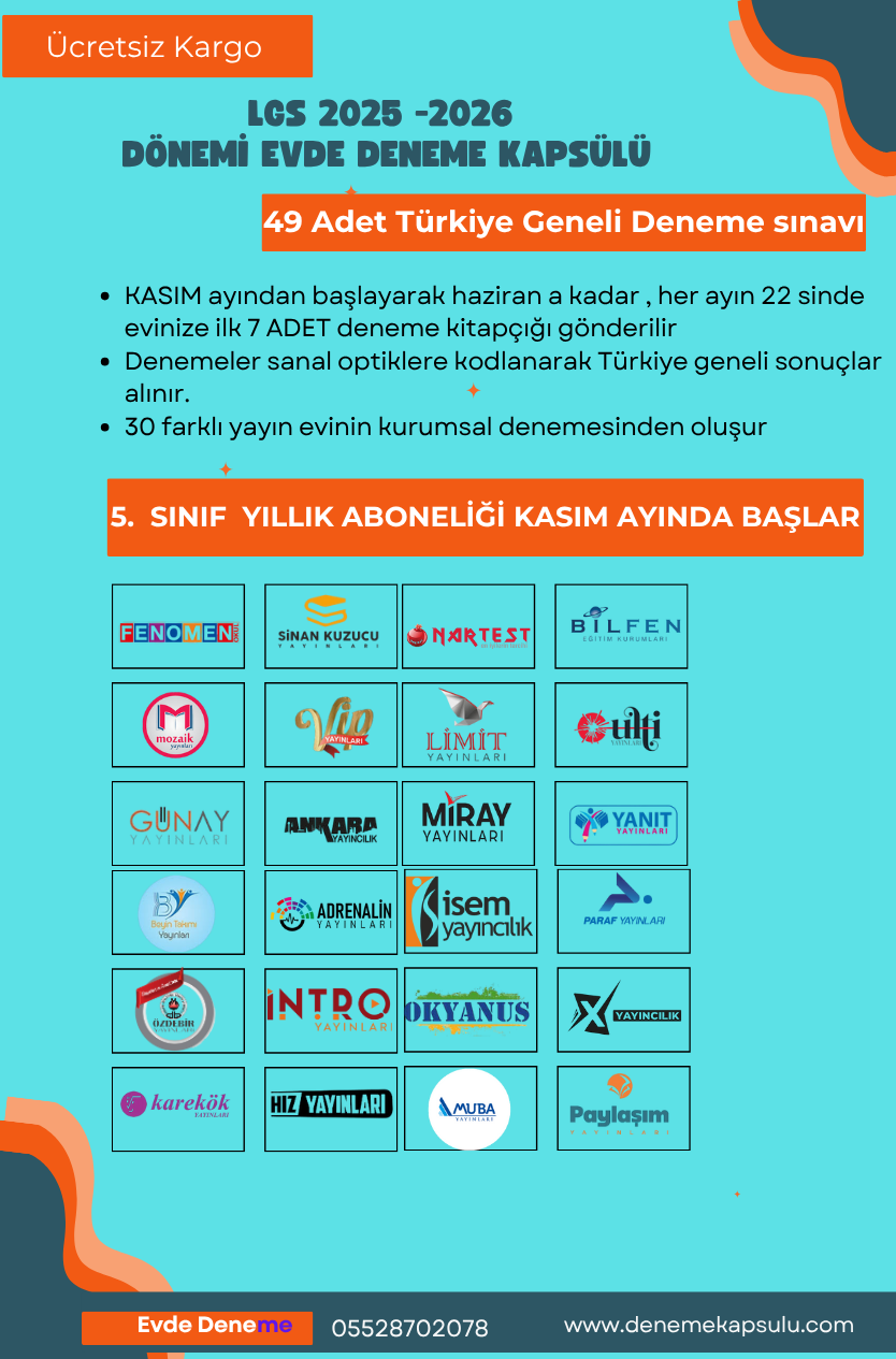 5. Sınıf Yıllık Deneme Aboneligi 49 Adet Türkiye Geneli (kasımdan Itibaren)