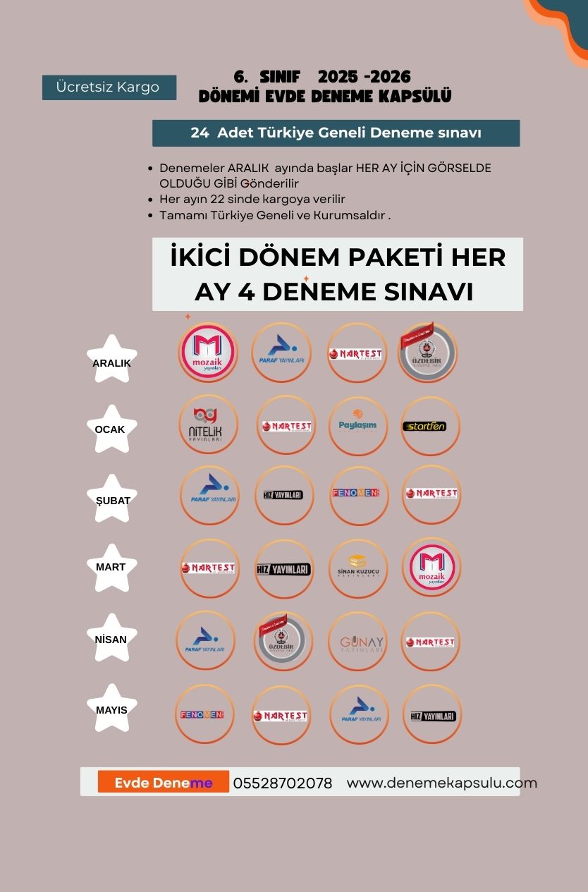6. Sınıf 24 Lü Türkiye Geneli Deneme Sınavı Paketi