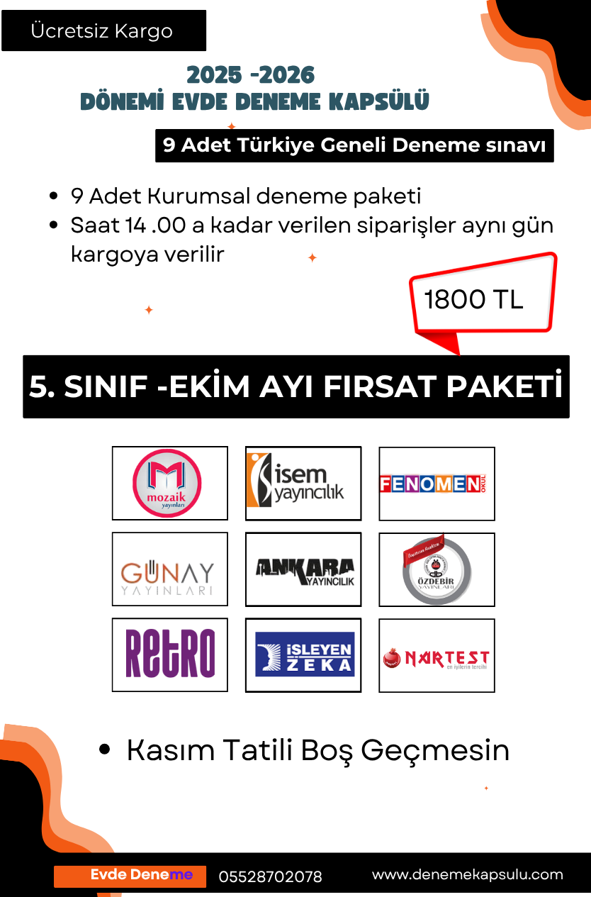 5 Sınıf Ekim Fırsat Paketi Türkiye Geneli 9 Lu