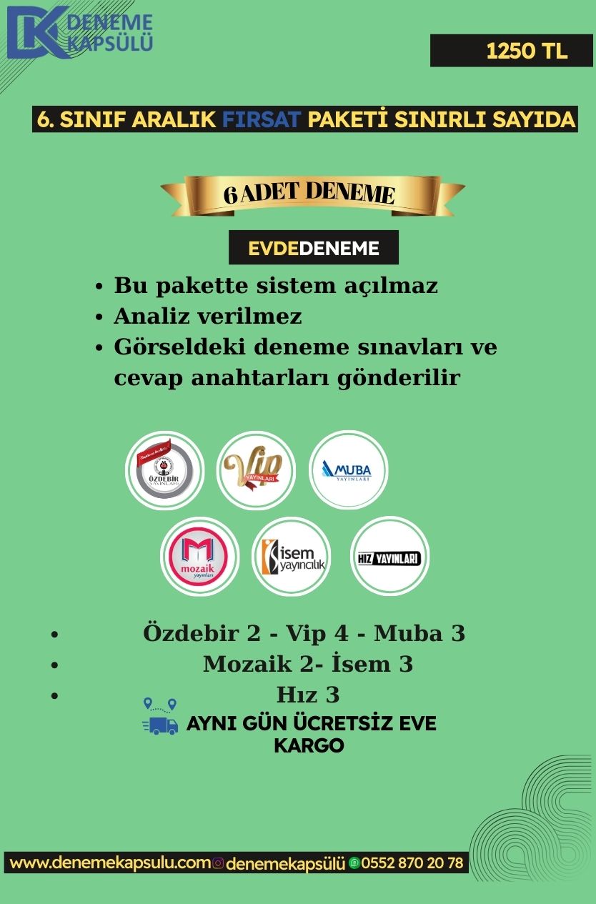 6 Sınıf Türkiye Geneli Fırsat Paketi 6 Li