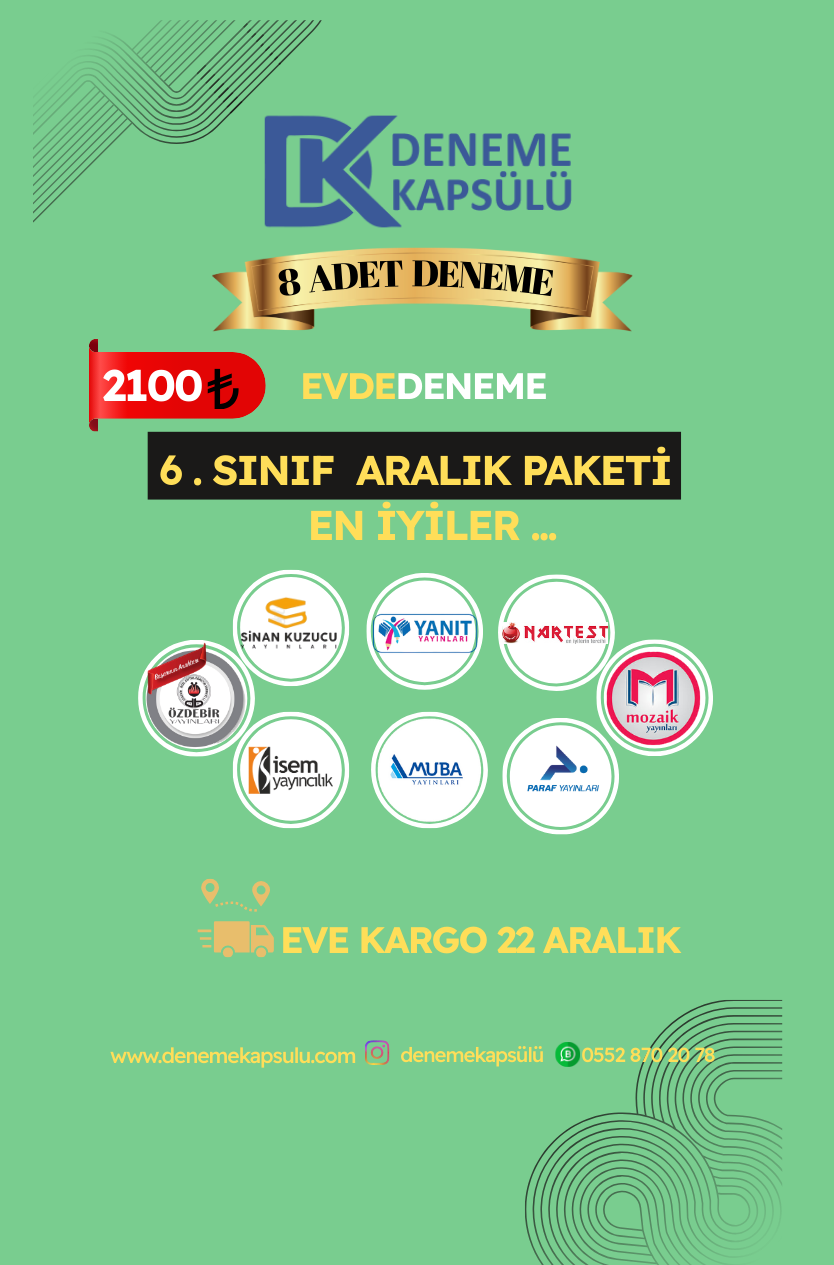 6.sınıf Türkiye Geneli Deneme Sınavı 8 Adet