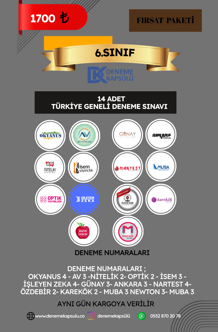 6. Sınıf Türkiye Geneli Fırsat Paketi 14 Adet