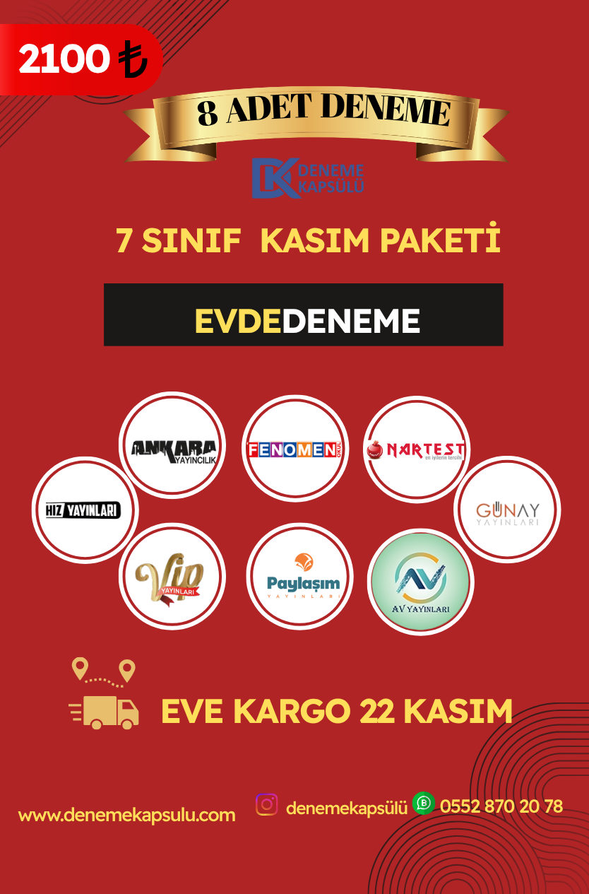 7 Sınıf Türkiye Geneli Kasım Paketi 8 Li