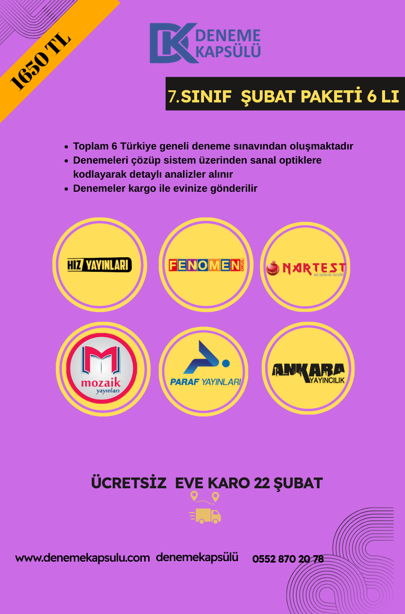 7 Sınıf Türkiye Geneli Şubat Paketi 6 Lı