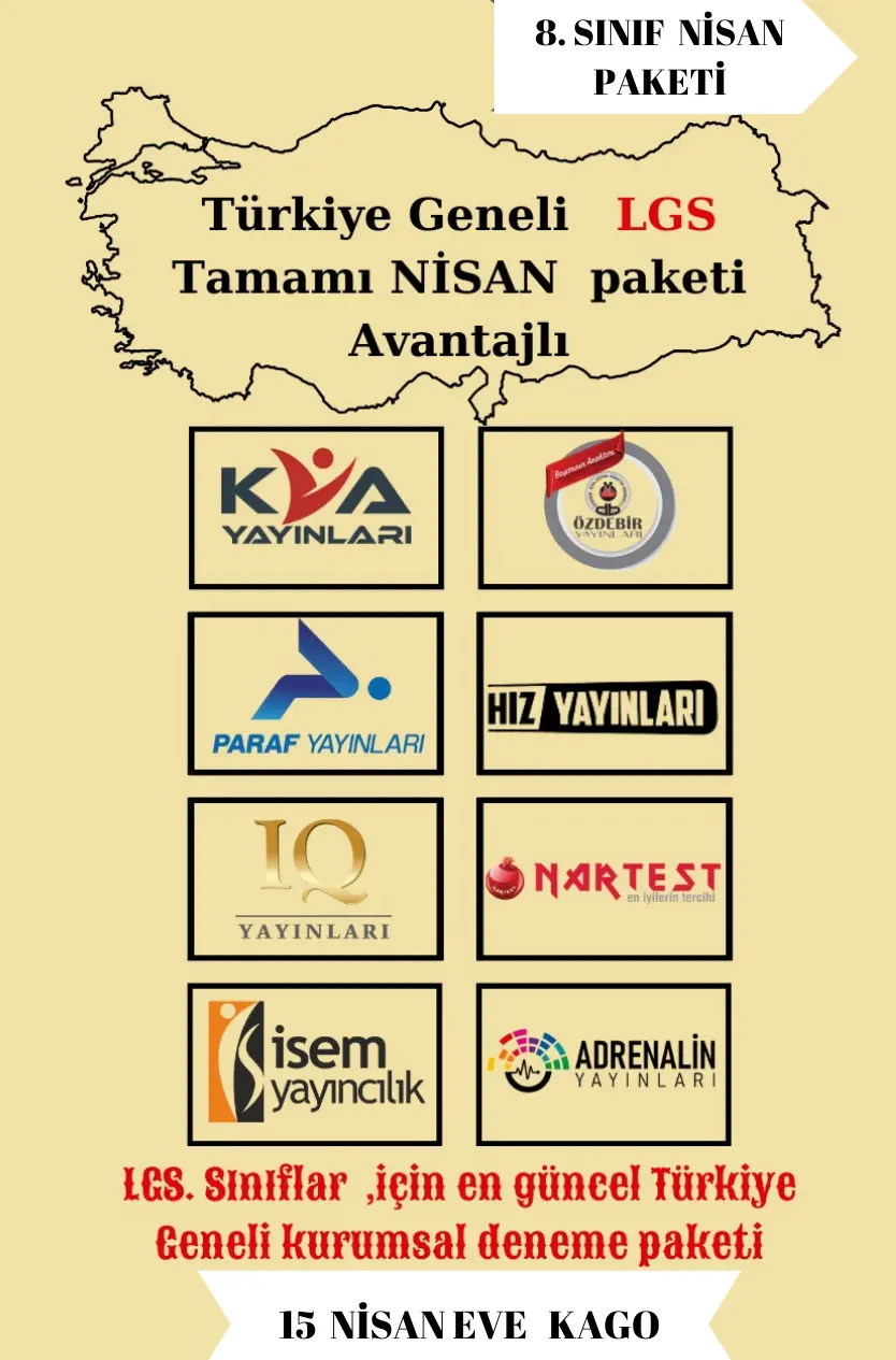 Lgs Nisan Ayı Türkiye Geneli Deneme Paketi 8'li