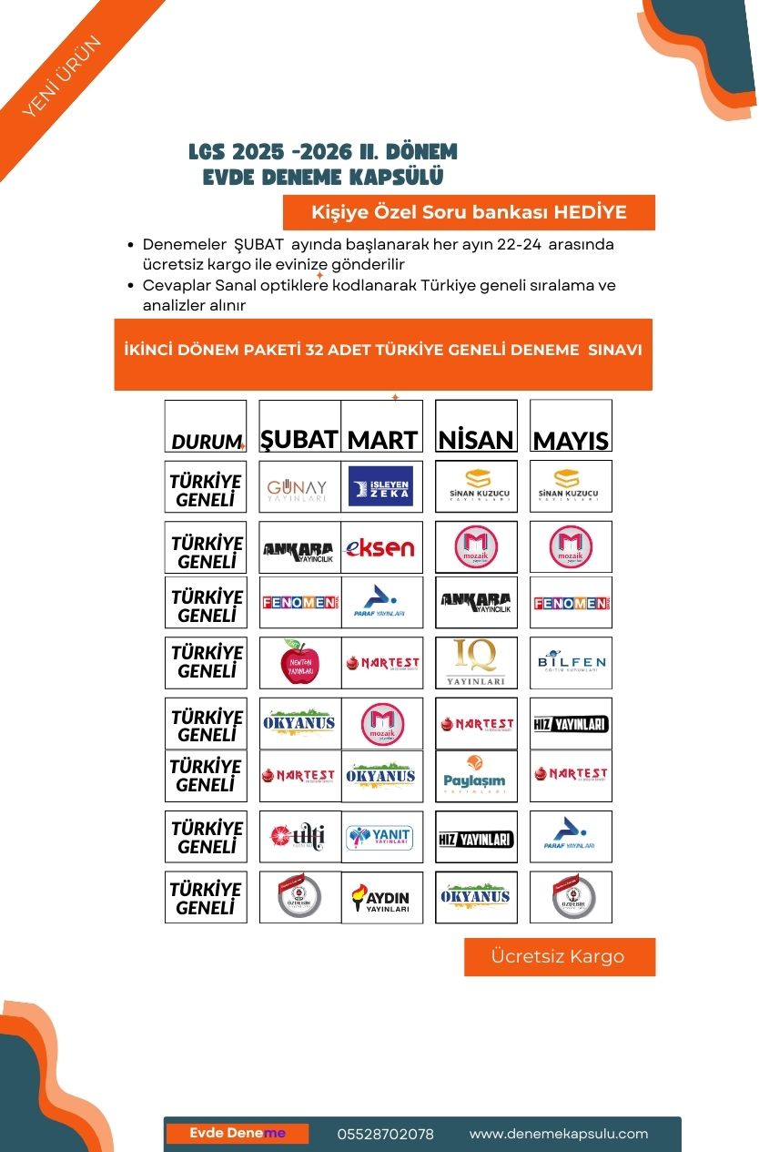 Lgs Iı.dönem Türkiye Geneli Deneme Paketi 32 Li +vkişiye Özel Soru Bankası