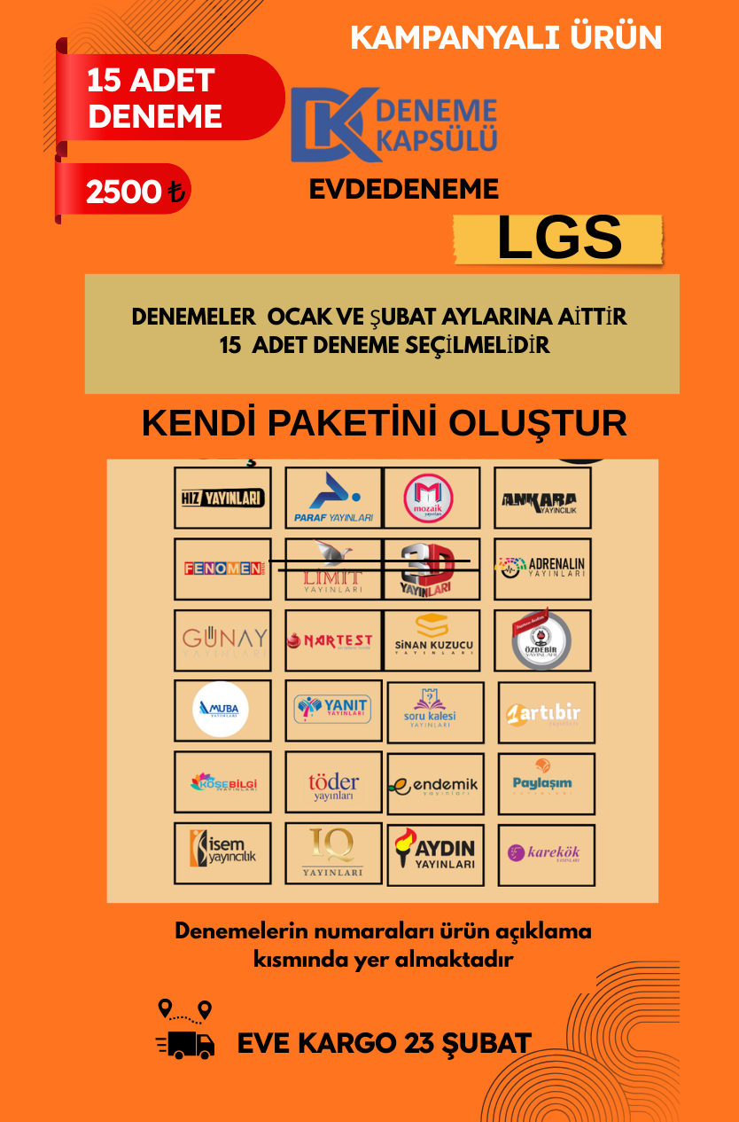 Lgs Şubat Ayı Kendi Paketini Seç ( 15 Deneme Seçilmelidir )