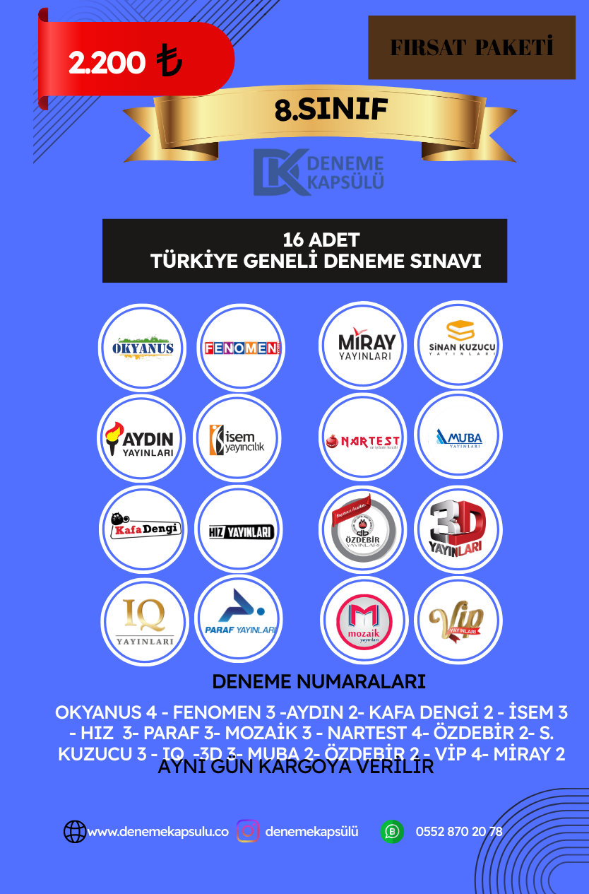 Lgs Türkiye Geneli Deneme Sınavı 16 Adet