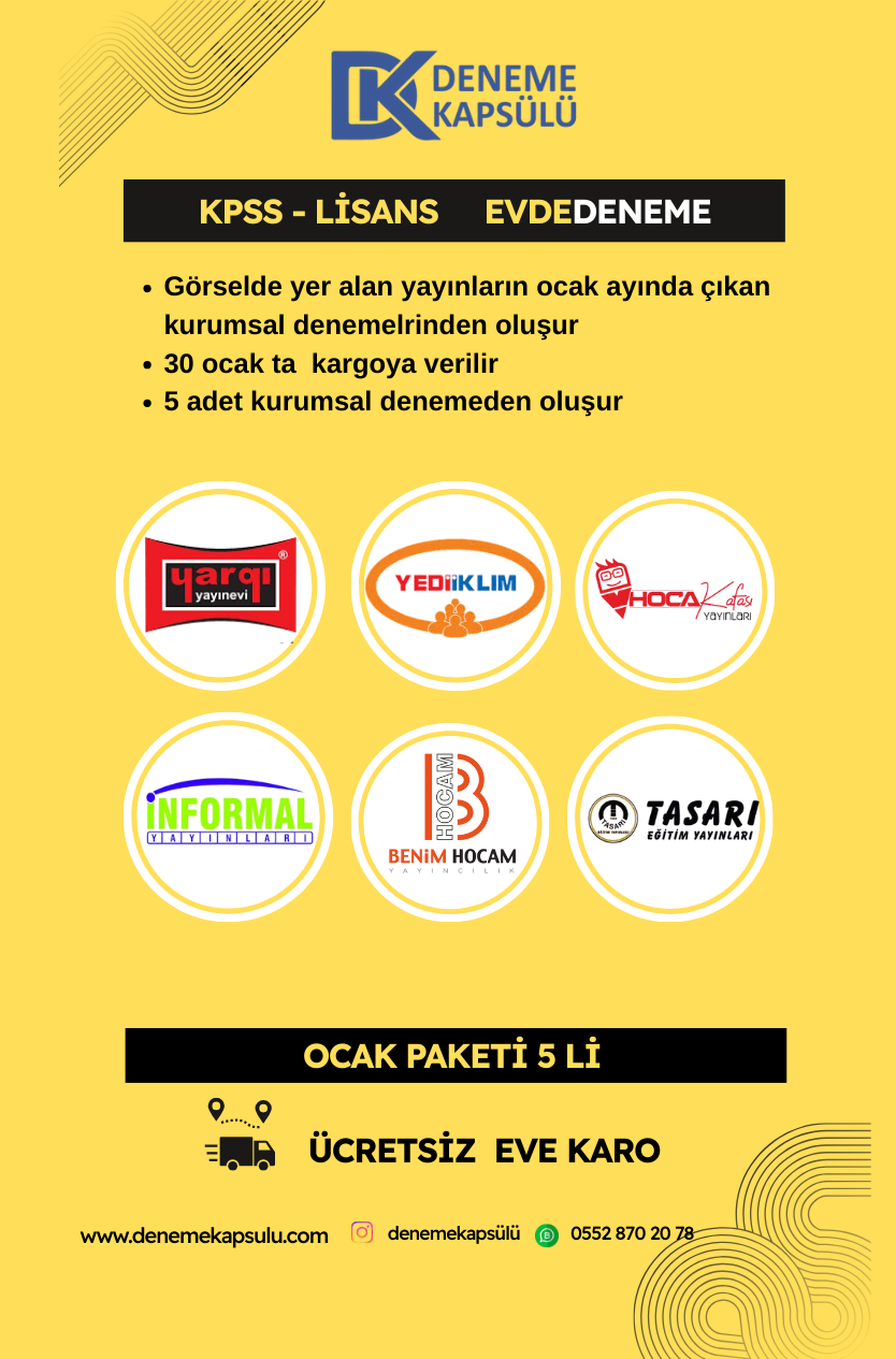 Kpss Önlisans /lise Ocak Ayı 5 Li Türkiye Geneli