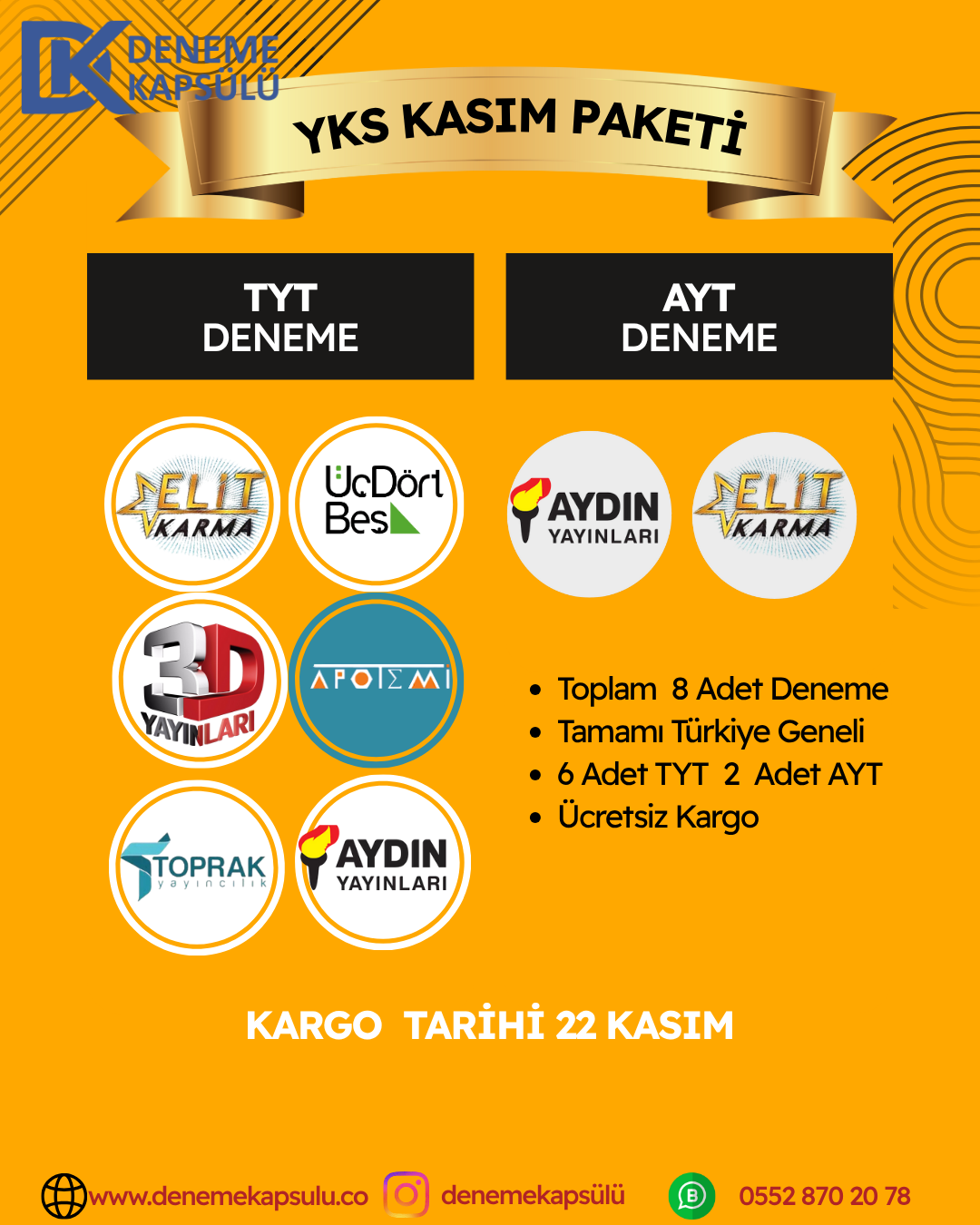 Yks Kasım Ayı Türkiye Geneli Deneme Papsülü 8li