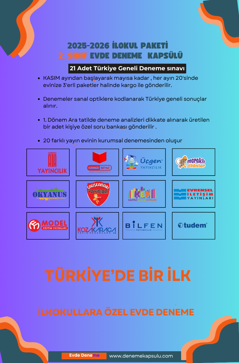 2. Sınıf Türkiye Geneli 2025-2026 Yıllık Deneme Sınavı Aboneligi