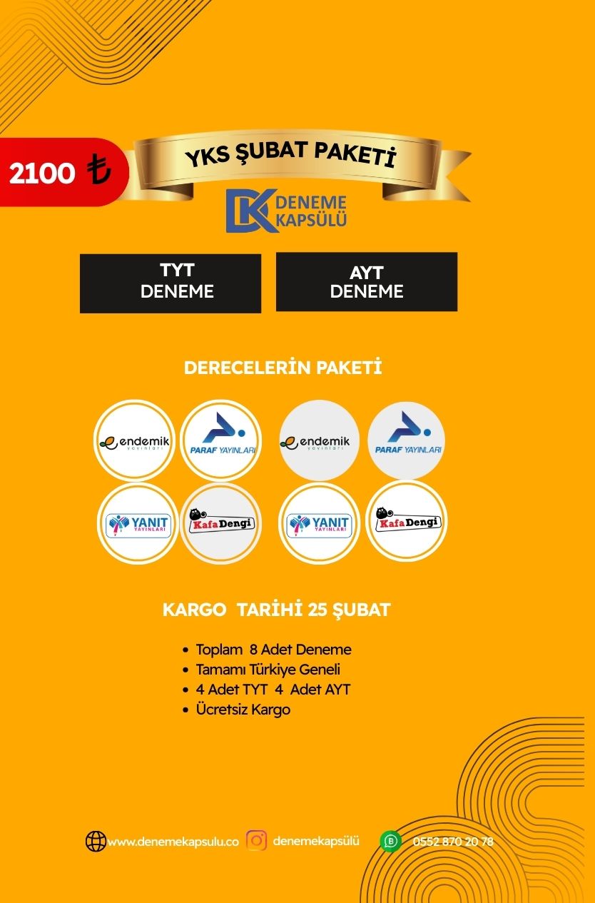 Yks Şubat Paketi 4 Tyt 4 Ayt Toplam 8 Deneme